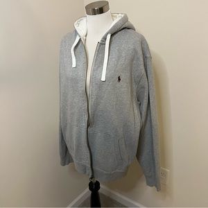 Gray Ralph Lauren Polo waffle hood full zip hoodie